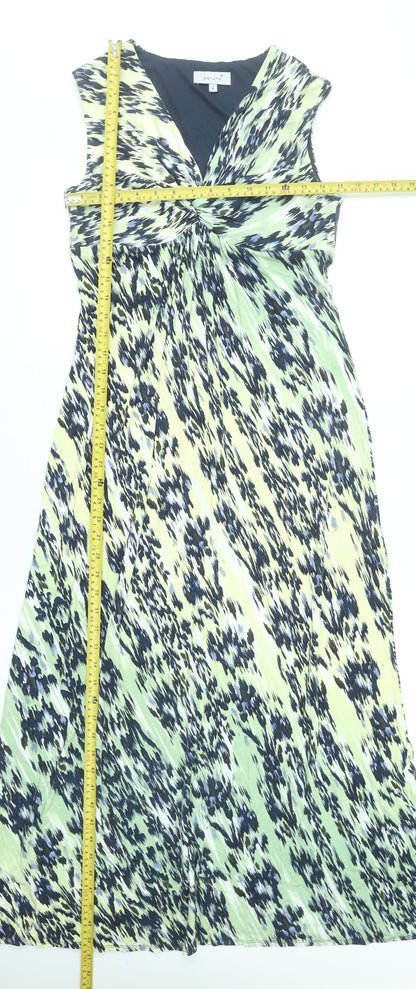 Marks and Spencer Per Una Women's Multicoloured V-Neck Sleeveless Fit & Flare Midi Dress Size 12