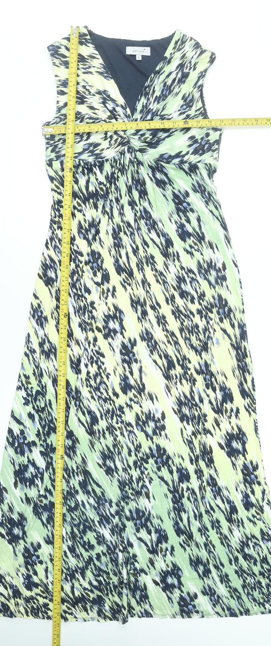 Marks and Spencer Per Una Women's Multicoloured V-Neck Sleeveless Fit & Flare Midi Dress Size 12