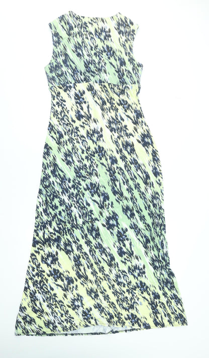 Marks and Spencer Per Una Women's Multicoloured V-Neck Sleeveless Fit & Flare Midi Dress Size 12