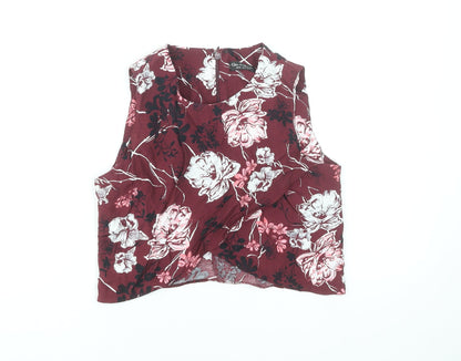 Womens UK Size 8 Miss Selfridge Red Cropped Blouse