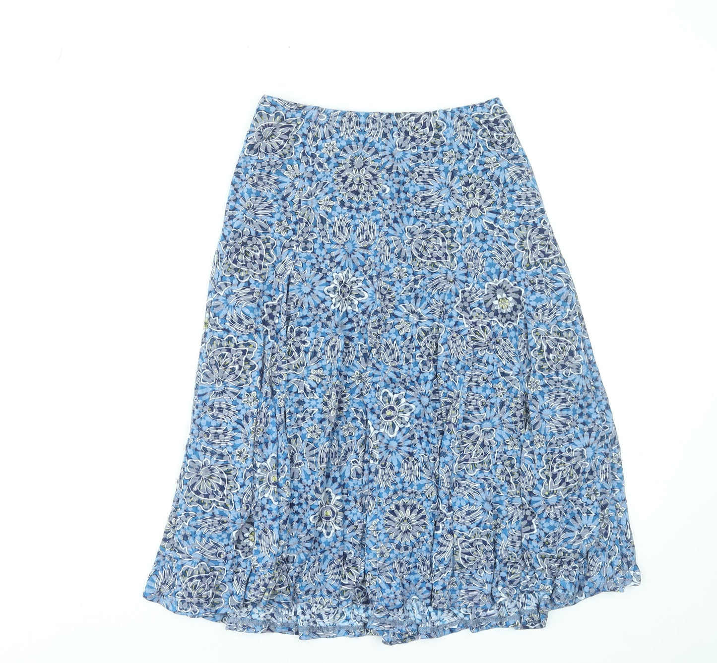 Marks and Spencer Women's Blue Floral A-Line Midi Skirt Size 10