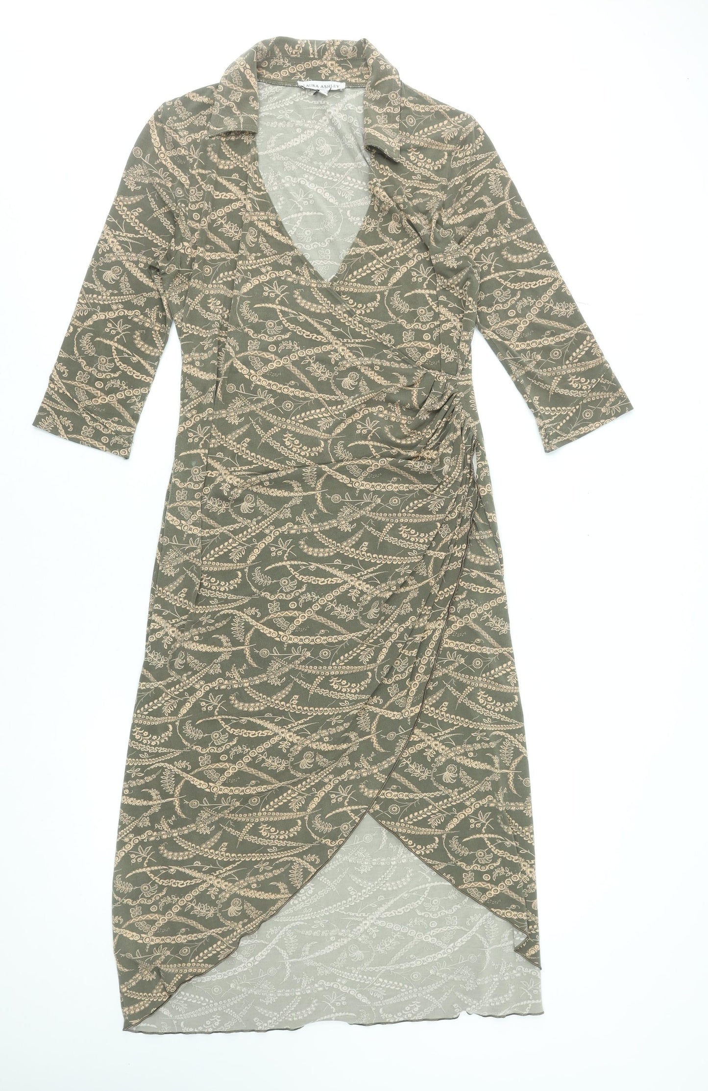 Laura Ashley Women’s Green Paisley Wrap Midi Dress Size 12