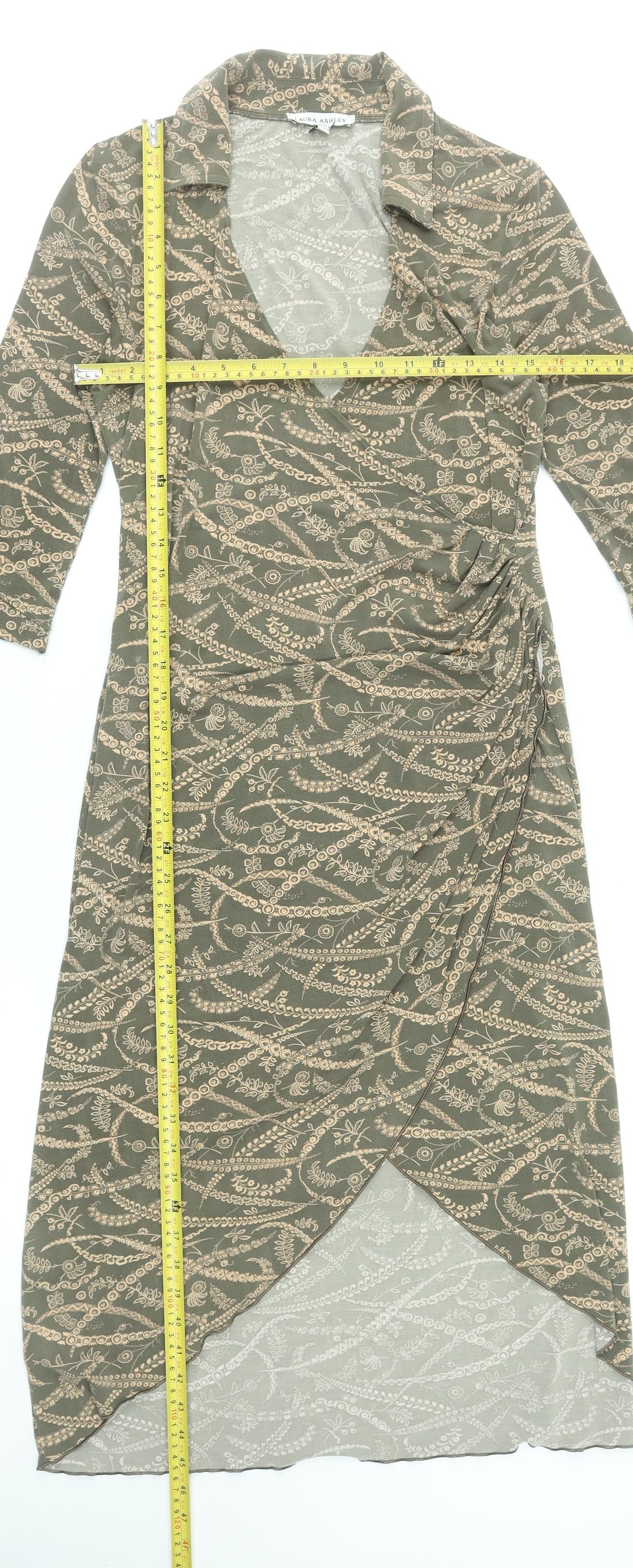 Laura Ashley Women’s Green Paisley Wrap Midi Dress Size 12
