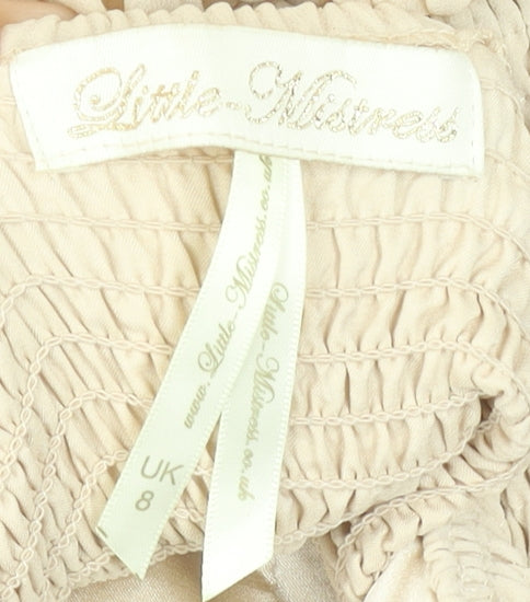 Little Mistress Women Beige UK 8 One Shoulder Chiffon Party Dress