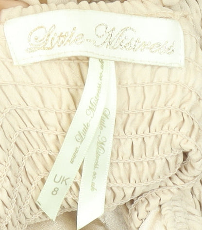 Little Mistress Women Beige UK 8 One Shoulder Chiffon Party Dress