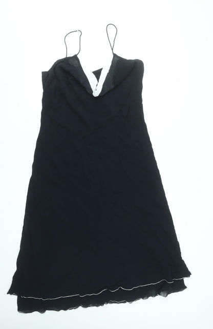 Principles Women's Black Viscose Midi Slip Dress Size 18