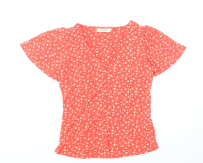 Womens UK Size XS Oasis Red Wrap Blouse