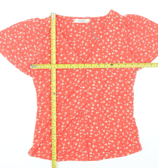 Womens UK Size XS Oasis Red Wrap Blouse