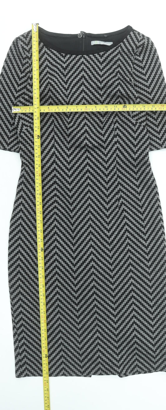Marks and Spencer Women’s Grey Chevron Sheath Dress Size 10