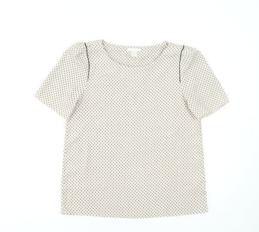 Womens UK Size 10 H&M Beige Basic Blouse