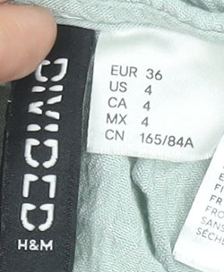 Womens UK Size 8 H&M Green Cropped Blouse