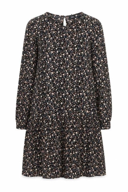 Bonprix Women Black Floral Knee Length A-Line Dress Size 10