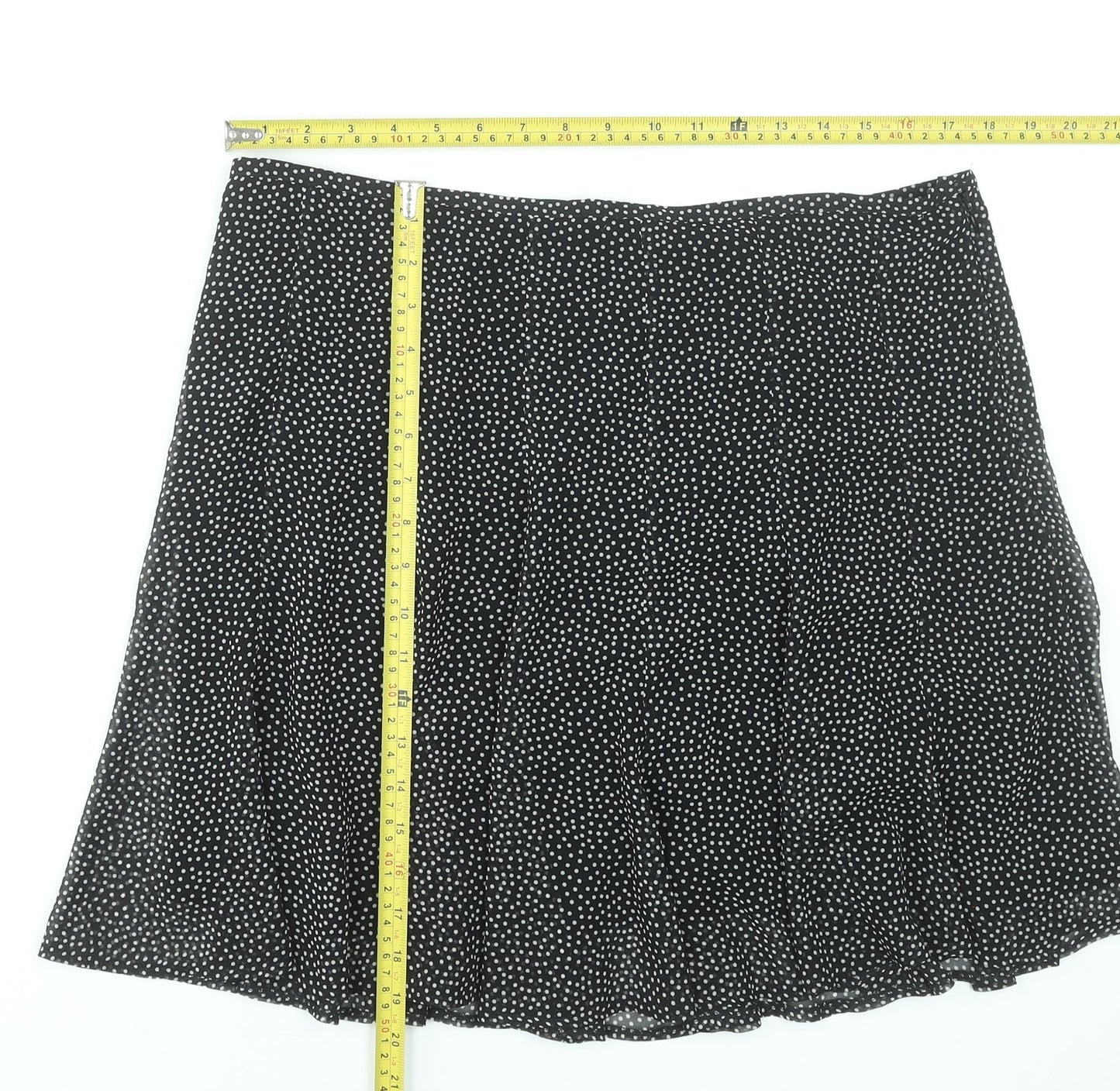 Marks and Spencer Women Black Polka Dot A-Line Skirt Size 16