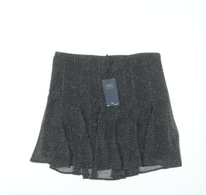 Marks and Spencer Women Black Polka Dot A-Line Skirt Size 16