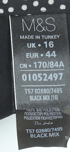 Marks and Spencer Women Black Polka Dot A-Line Skirt Size 16