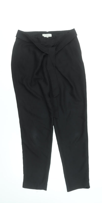 Hobbs Women Black Size 10 Tapered Belted Crepe Trousers