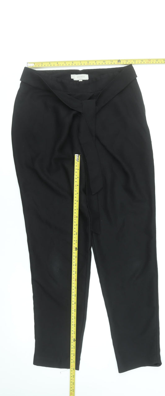 Hobbs Women Black Size 10 Tapered Belted Crepe Trousers