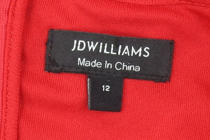 JD Williams Women's Red Lace Sheath Dress Size 12 Party V-Neck