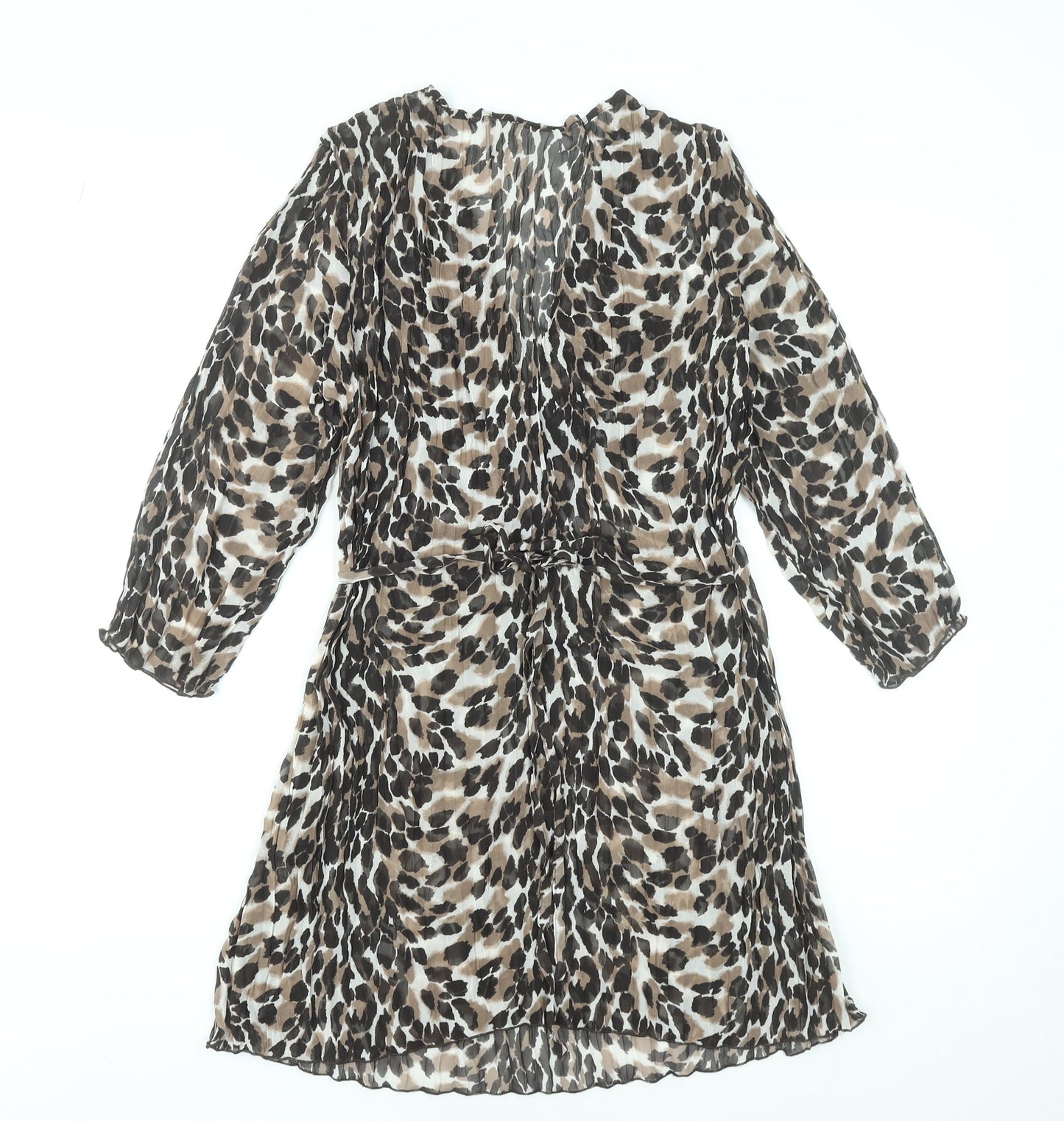 Debenhams Women Brown Leopard Print V-Neck A-Line Dress Size 14