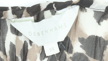 Debenhams Women Brown Leopard Print V-Neck A-Line Dress Size 14