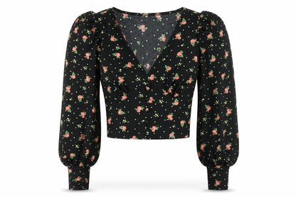 Womens UK Size 4 Miss Selfridge Black Cropped Blouse