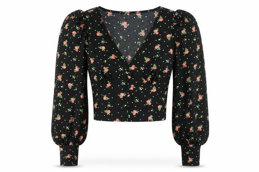 Womens UK Size 4 Miss Selfridge Black Cropped Blouse