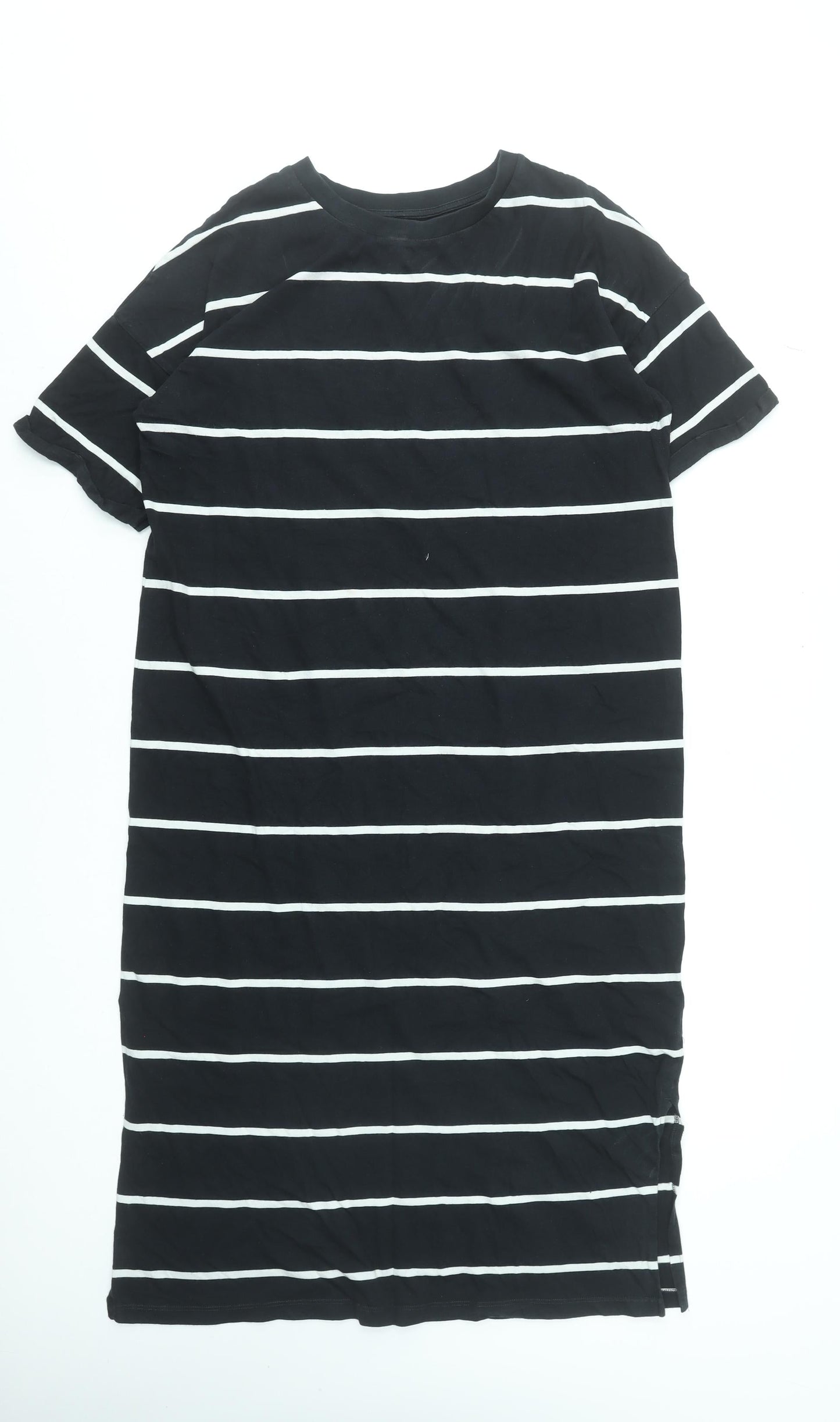 Next Women’s Black Stripe Cotton T-Shirt Dress Size 12
