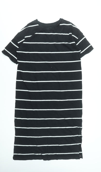 Next Women’s Black Stripe Cotton T-Shirt Dress Size 12