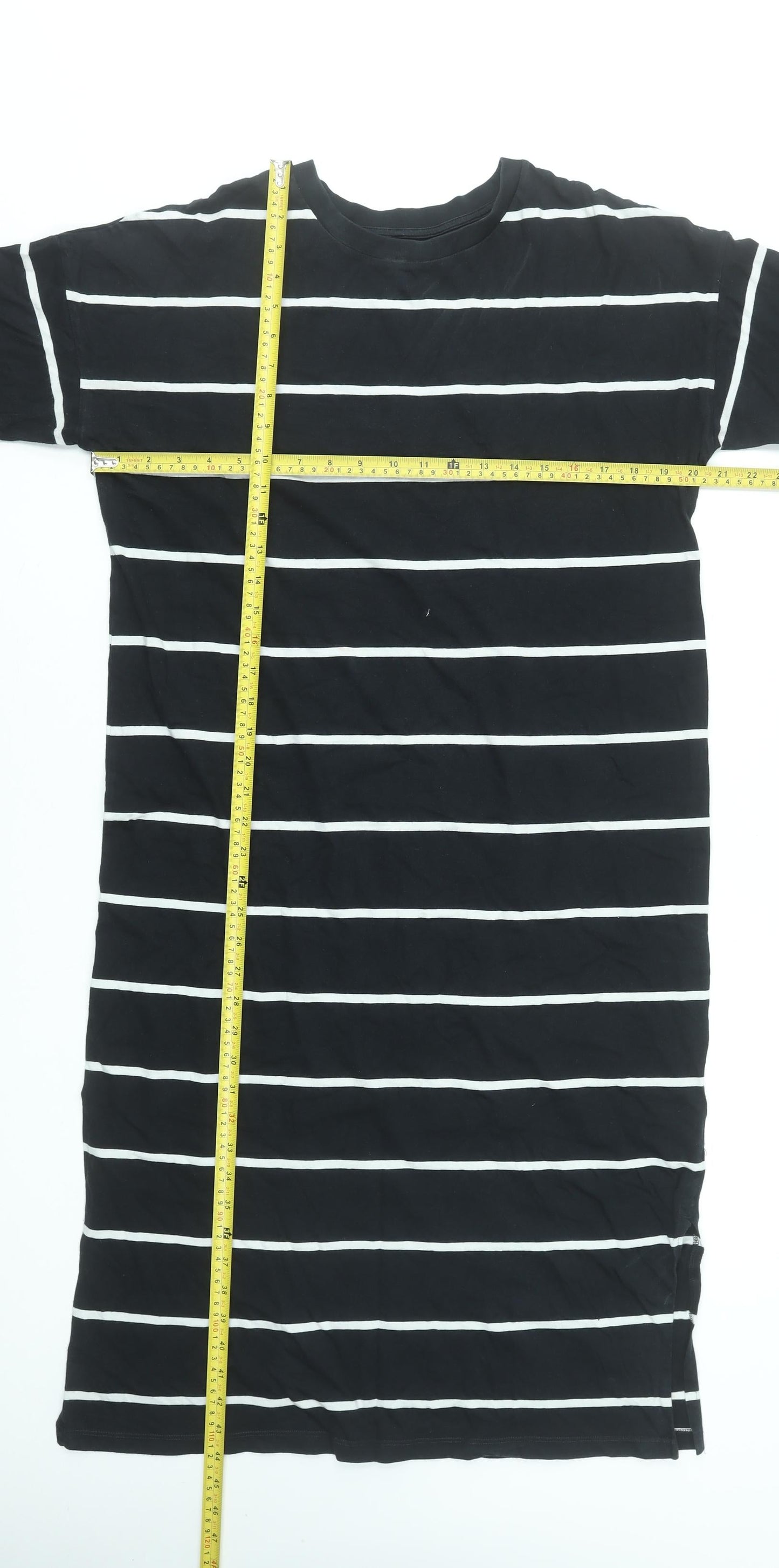 Next Women’s Black Stripe Cotton T-Shirt Dress Size 12