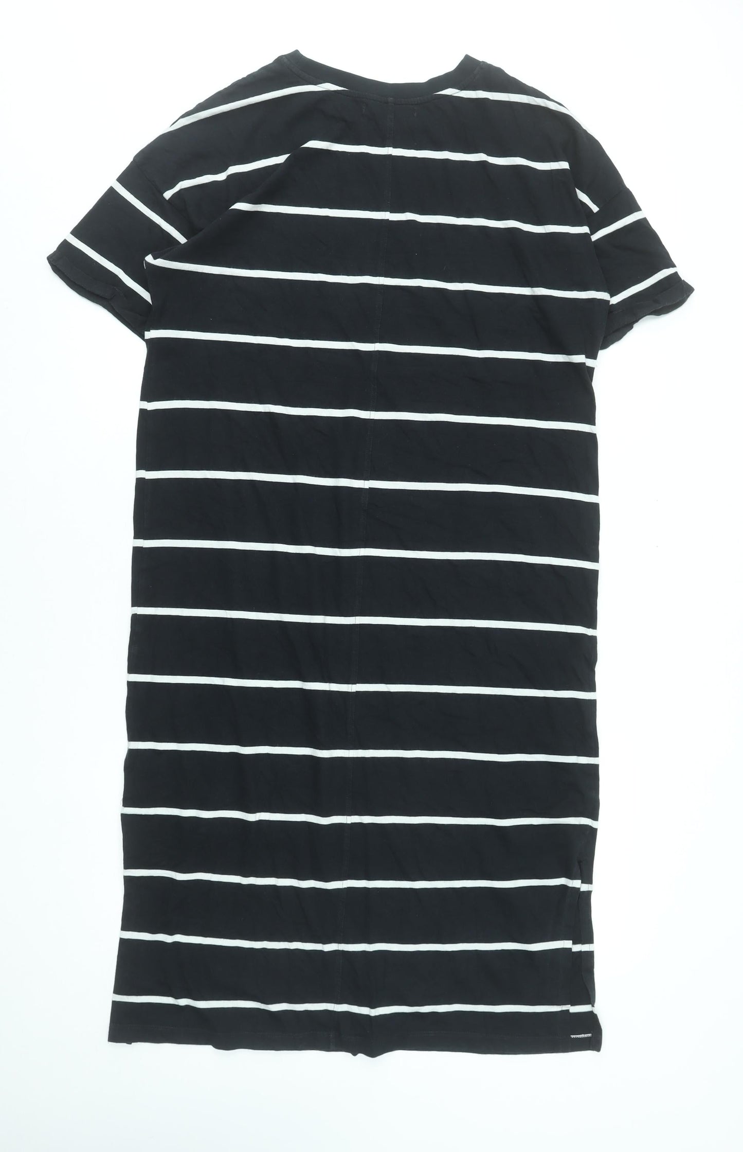 Next Women’s Black Stripe Cotton T-Shirt Dress Size 12