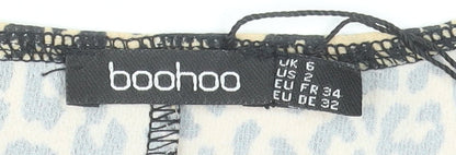 Boohoo Women Beige Animal Print Button Front Mini Dress UK 6