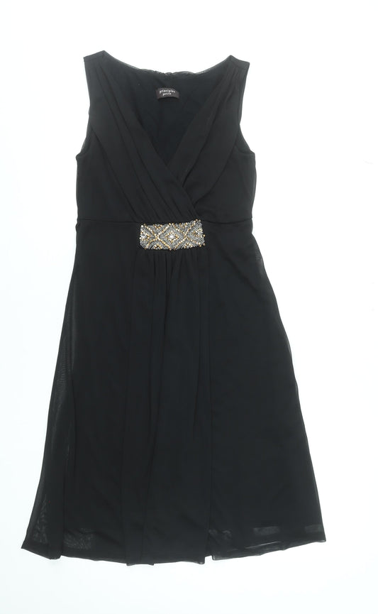 Principles Petite Women's Black Beaded Empire Waist Dress Size 10