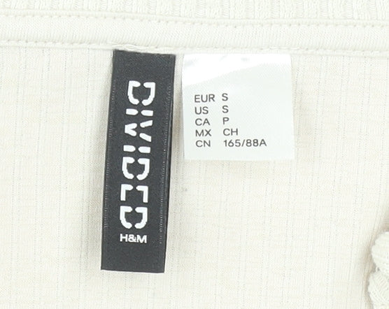 Womens UK Size S H&M Beige Cropped Button-Up