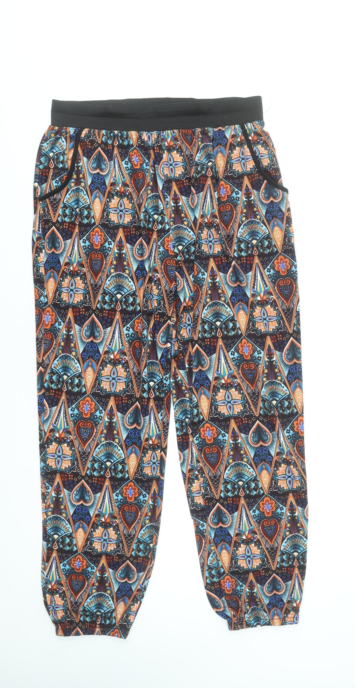 QED London Womens Multicoloured Geometric Harem Trousers L