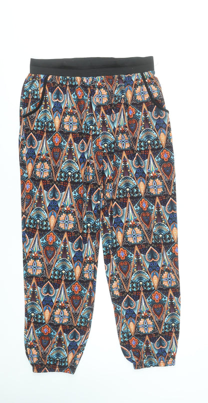 QED London Womens Multicoloured Geometric Harem Trousers L