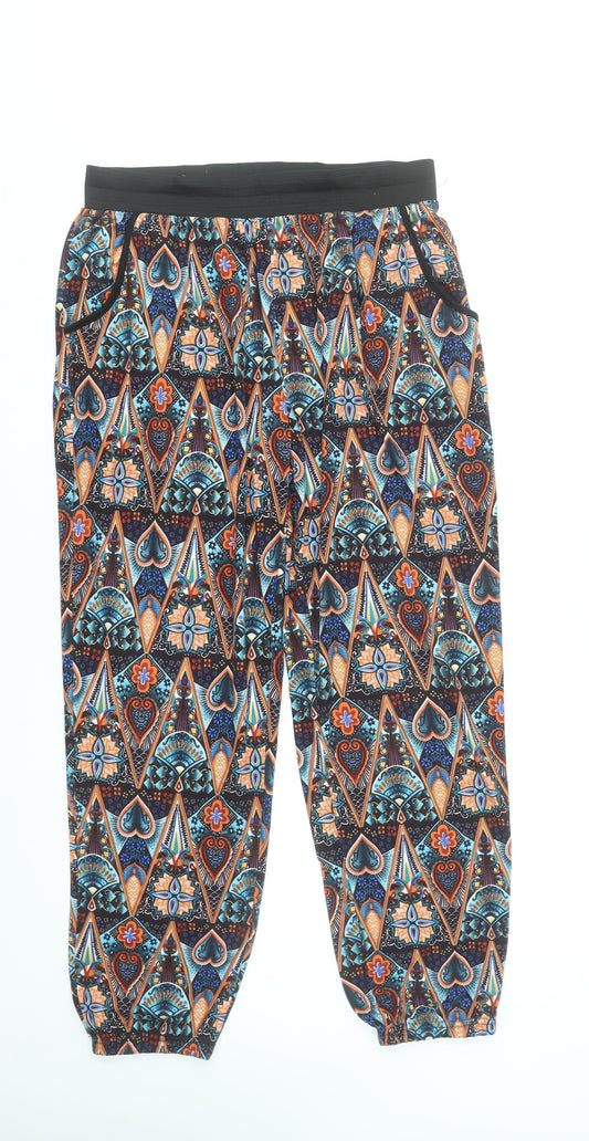 QED London Womens Multicoloured Geometric Harem Trousers L