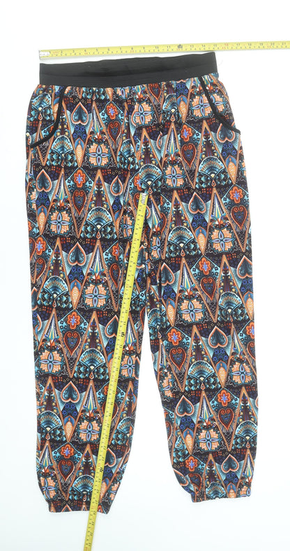 QED London Womens Multicoloured Geometric Harem Trousers L