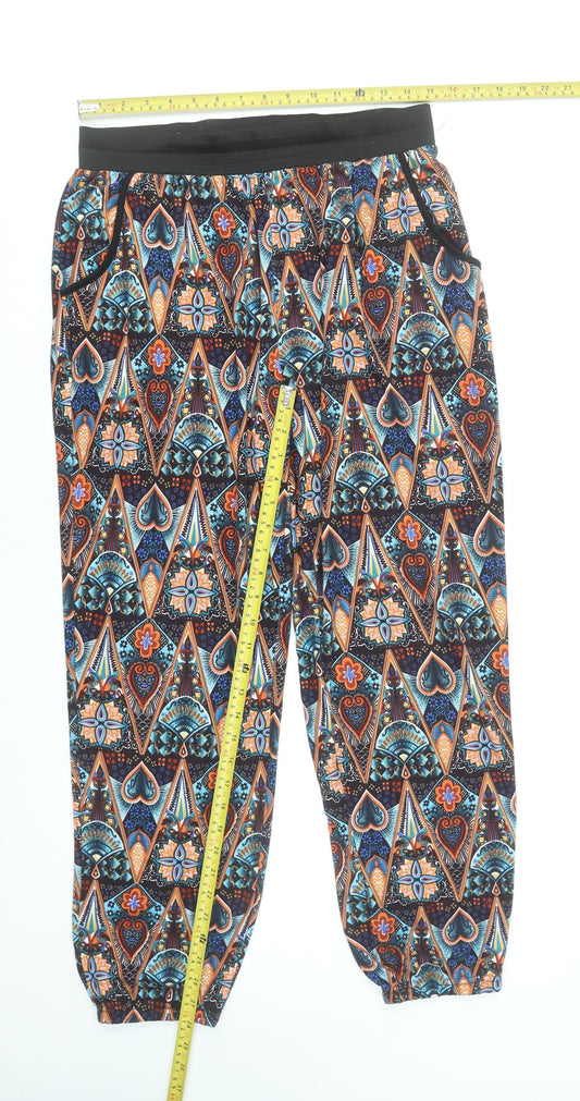 QED London Womens Multicoloured Geometric Harem Trousers L