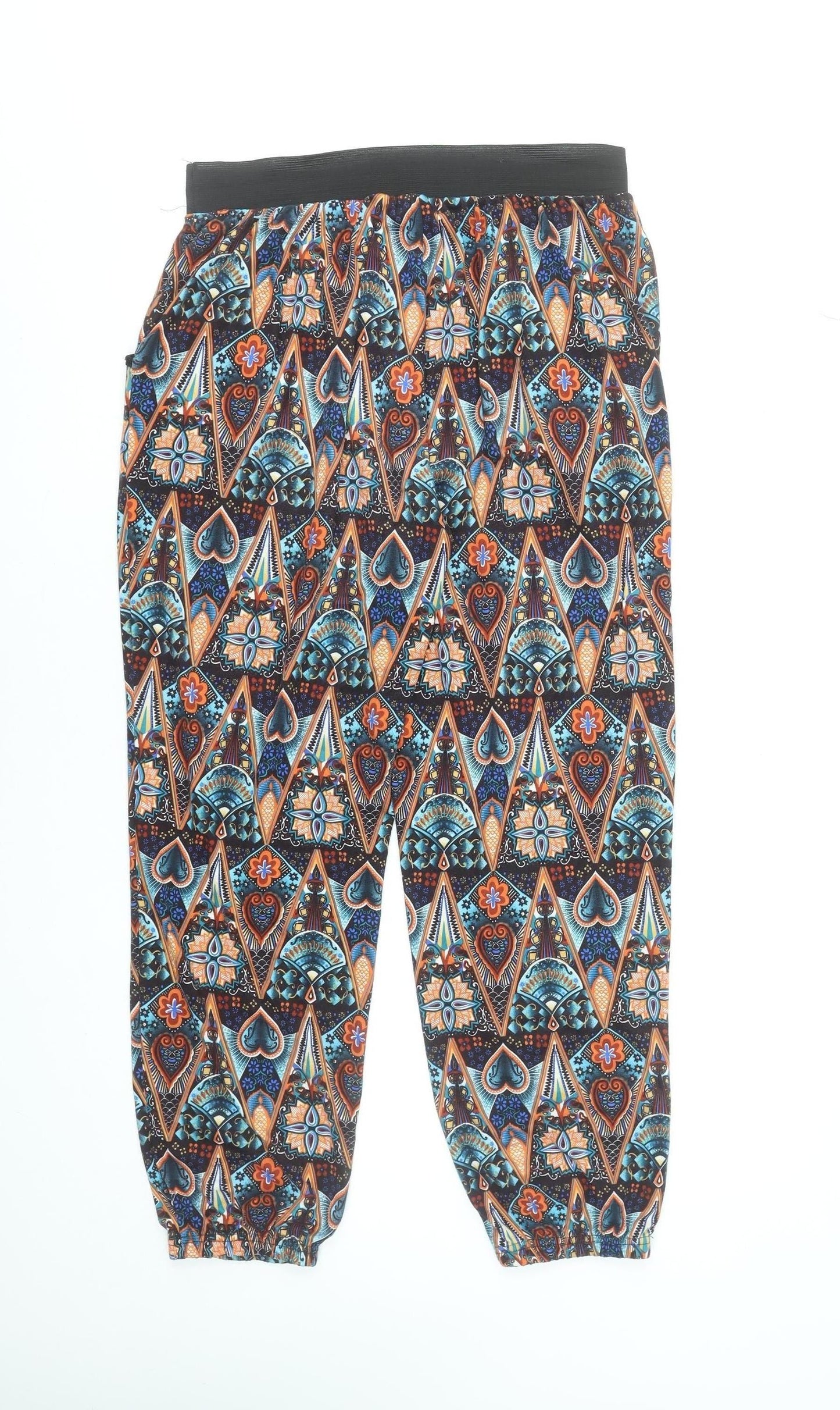 QED London Womens Multicoloured Geometric Harem Trousers L