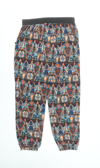 QED London Womens Multicoloured Geometric Harem Trousers L