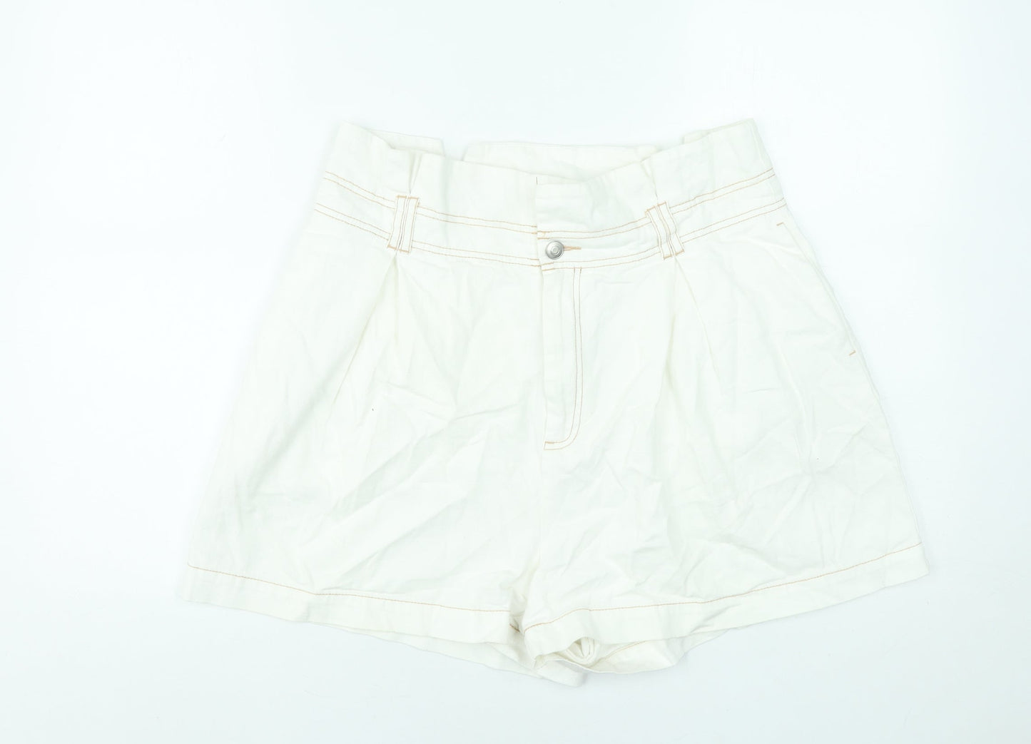 ASOS Women’s Ivory Cotton Chino Shorts Size 14 High Waist