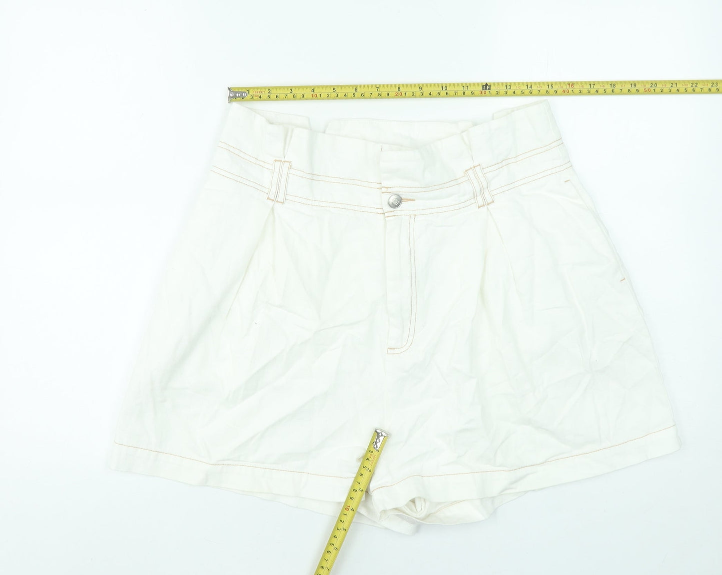 ASOS Women’s Ivory Cotton Chino Shorts Size 14 High Waist