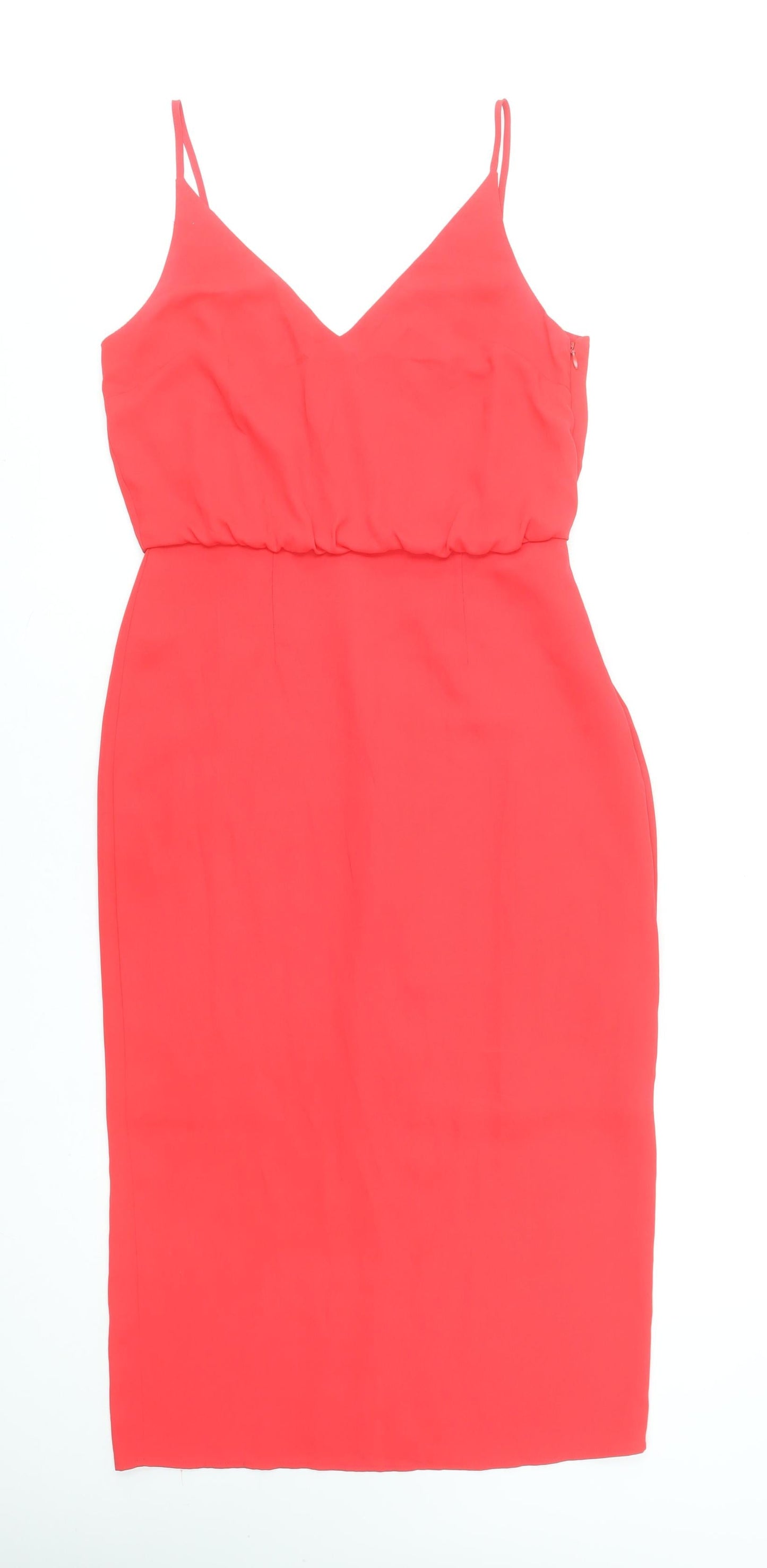 Oasis Women’s Red V-Neck Slip Dress Size 10 Party Cocktail