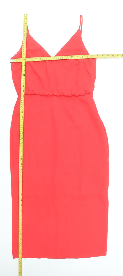 Oasis Women’s Red V-Neck Slip Dress Size 10 Party Cocktail
