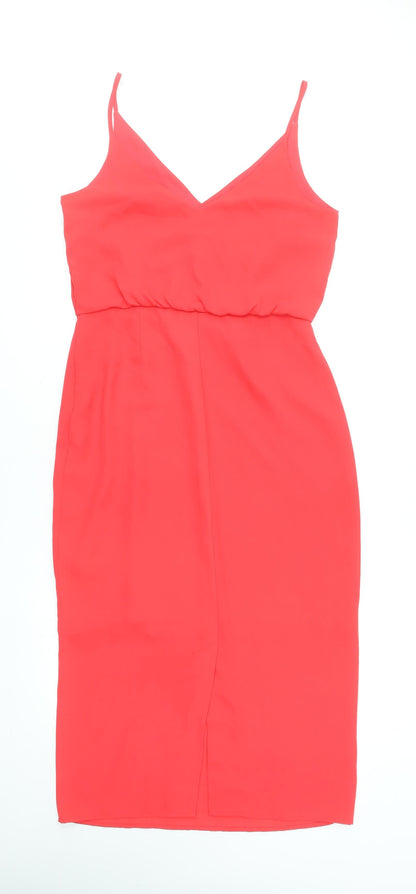 Oasis Women’s Red V-Neck Slip Dress Size 10 Party Cocktail