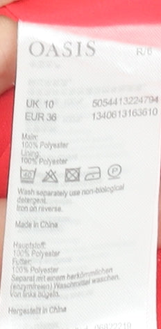 Oasis Women’s Red V-Neck Slip Dress Size 10 Party Cocktail