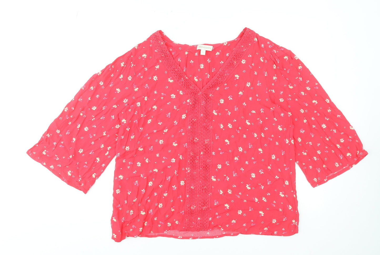 Womens UK Size L Monsoon Red Tunic Blouse