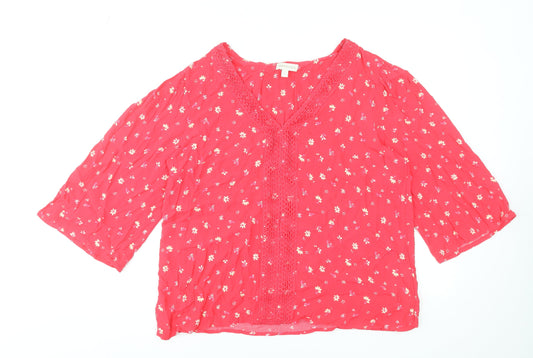 Womens UK Size L Monsoon Red Tunic Blouse