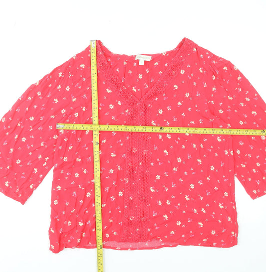 Womens UK Size L Monsoon Red Tunic Blouse