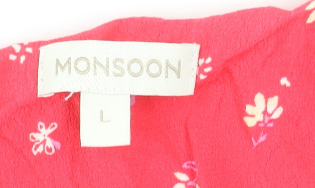 Womens UK Size L Monsoon Red Tunic Blouse
